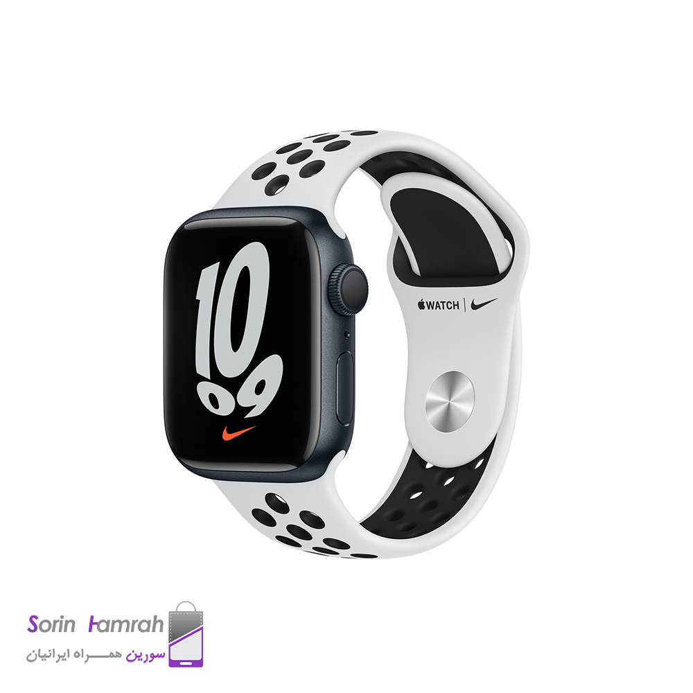 اپل واچ سری 7 مدل نایک 45mm بدنه آلومینیوم با بند سیلیکونی.